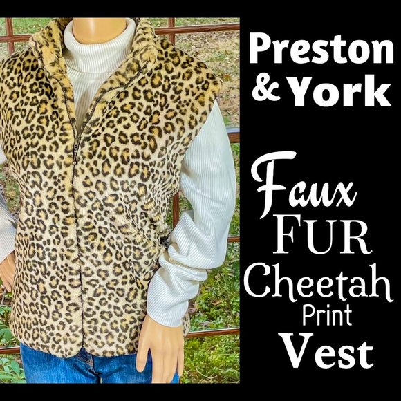 Preston & York Jackets & Blazers - ▪️PRESTON & YORK▪️Faux Fur Cheetah Animal Print Vest